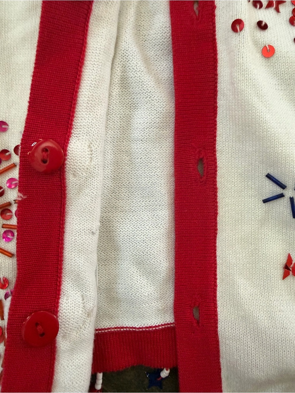 Jack B. Quick White Fireworks Embellished Cardigan sequins. Beaded. Sz S 1990s - Picture 7 of 11